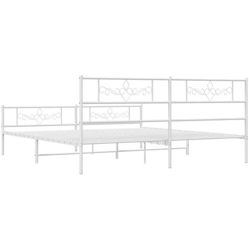 vidaXL Metalni okvir kreveta uzglavlje i podnožje bijeli 200x200 cm Cene