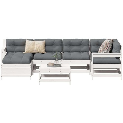  7-dijelni set vrtnih sofa bijeli od masivne borovine Cijene