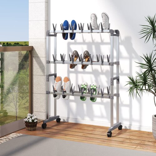 VidaXL Stalak za cipele s kotačićima srebrni 66 x 27 x 100 cm Slike
