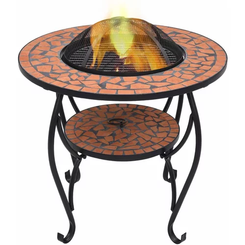  Ognjišče z mizico terakota mozaik 68 cm keramika