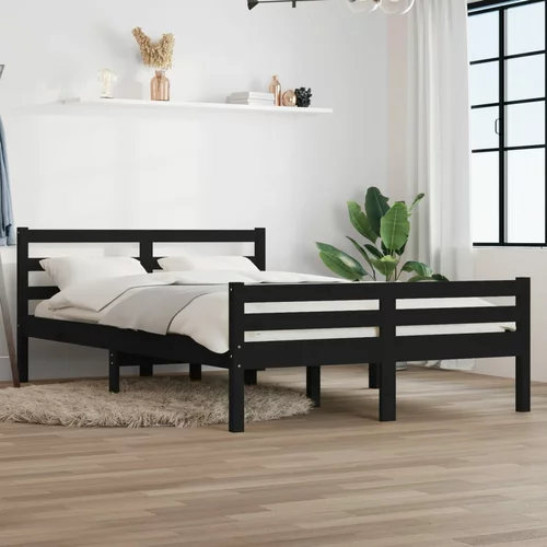 vidaXL posteljni okvir črn iz trdnega lesa 120x200 cm