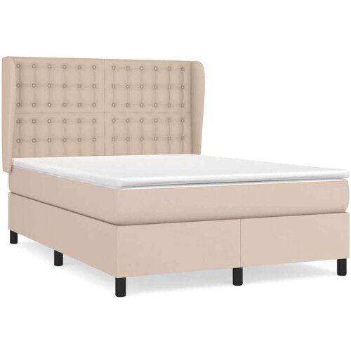 VidaXL Krevet s oprugama i madrac cappuccino 140x190cm od umjetne kože Slike