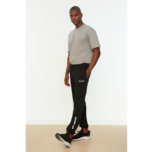 Trendyol Black Men's Regular Fit Printed Sweatpants Slike