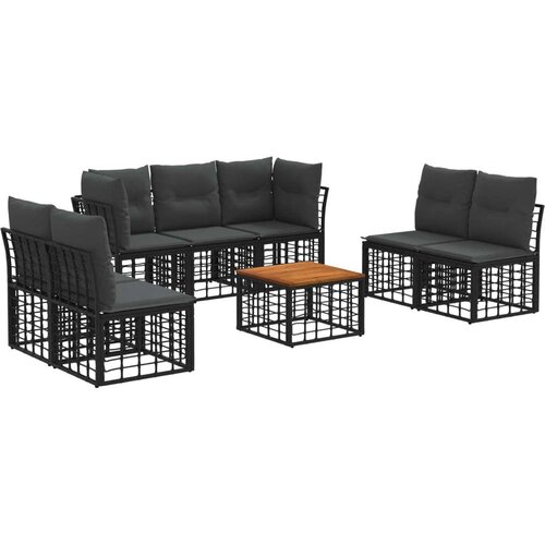  Set vanjskih sofa 8 pcs Crna i tamno siva Poliester - Crna sa stolom Cijene