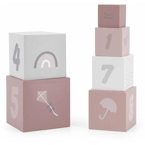 Label Label Stacking Blocks kocke od drva Pink 18m+ 6 kom