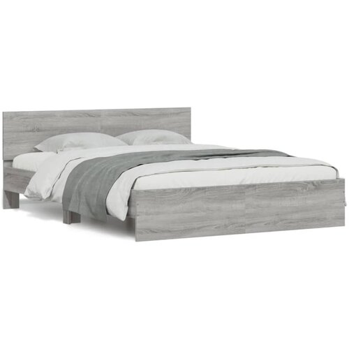 VidaXL Posteljni okvir z vzglavjem siva sonoma 140x190 cm, (20953054) Slike