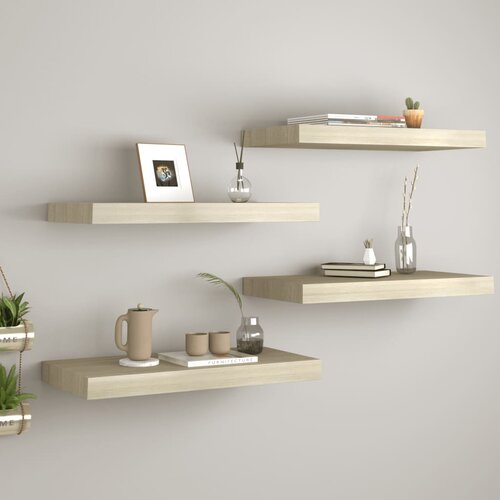 VidaXL Stenske police 4 kosi barva hrasta 60x23,5x3,8 cm MDF Slike