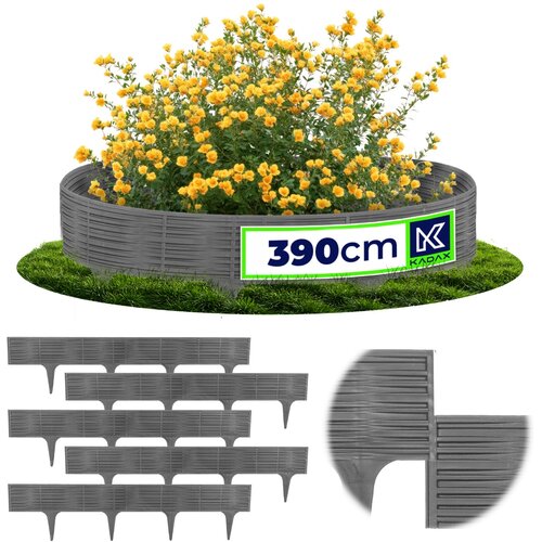 KADAX Obroba za trato Vrtna palisada Ograja za vožnjo siva 390 cm 5 kosov, (5000358186) Slike