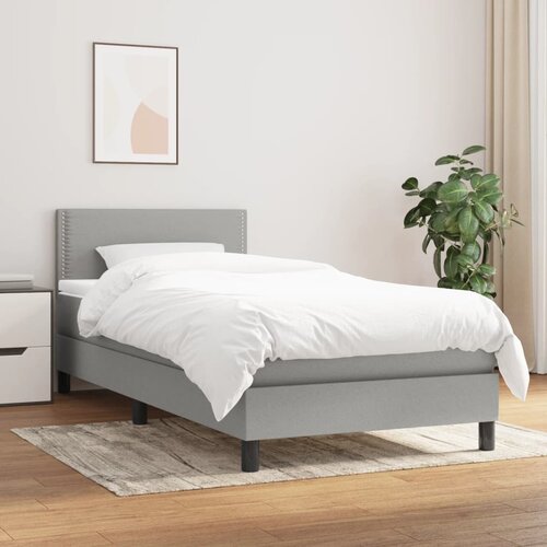 The Living Store Box spring postelja z vzmetnico svetlo siva 90x200 cm blago - Box Spring Postelja, (21521146) Slike