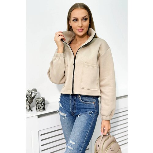 Kesi Cotton insulated sweatshirt with zipper light beige Slike