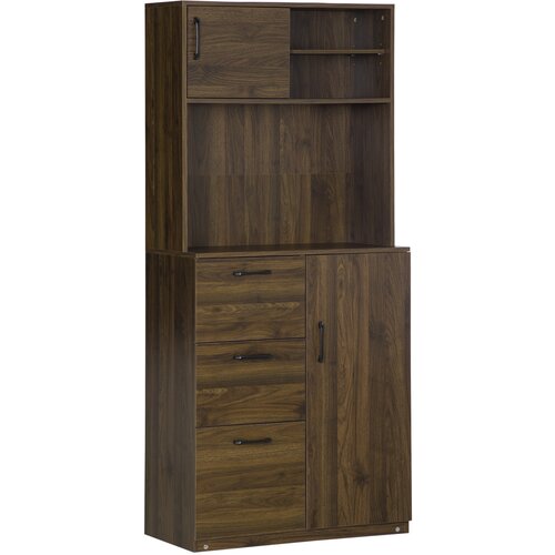 HOMCOM Moderna kredenca s 3 predali in omaricami, lesena omara za kuhinjo in dnevno sobo, 80x40x178cm, oreh, (20745547) Cene