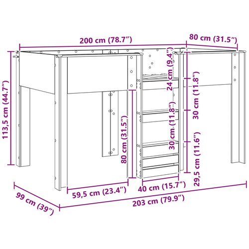  Krevet na kat za djecu s pohranom Sonoma hrast 80 x 200 cm Slike