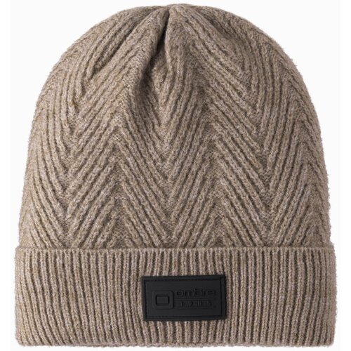 Ombre Men's knitted sweater-weave cap with patch - ash Cijene