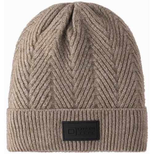 Ombre Men's knitted sweater-weave cap with patch - ash