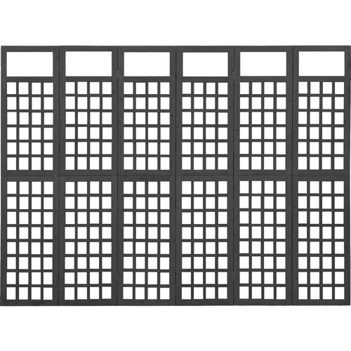 VidaXL Sobna pregrada / re&amp;scaron;etka sa 6 panela jelovina 242,5x180 cm crna Slike