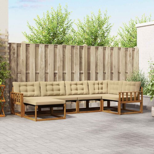  Set vanjskih sofa 6 kom. Prirodna i bež Čvrsto drvo akacije Cene