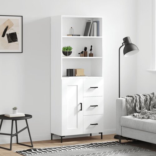 VidaXL Visoka omara bela 69,5x34x180 cm inženirski les Slike