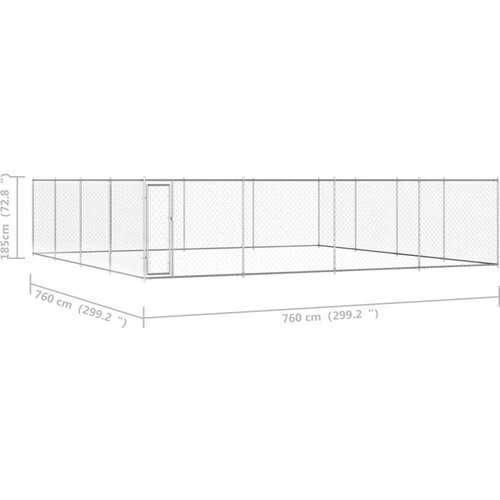 VidaXL Vanjski kavez za pse od pocinčanog čelika 760 x 760 x 185 cm Slike