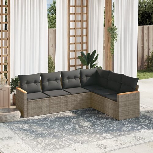 vidaXL 6-dijelni set vrtnih sofa od poliratana s jastucima sivi Cijene