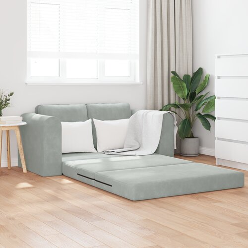 vidaXL tla kavč postelja 2-v-1 svetlo siva 148x71x83 cm velvet Cene