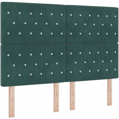 VidaXL LED vzglavje z LED lučmi Diamantni Temno zelena 144 cm Žamet, (5000044022) Slike