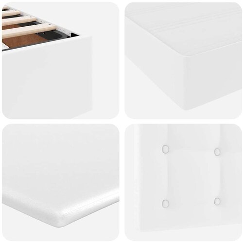  Krevet s od storage Čista bijela 180 x 200 cm Lažna koža Slike