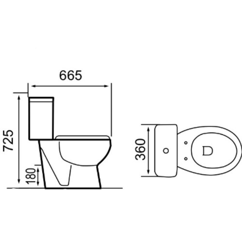 Sanotechnik wC monoblok bez ruba Roma (Keramika, 665 x 360 x 725 mm, Bijele boje) Slike