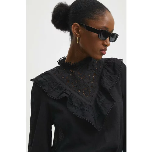 Answear Lab Bombažna majica ženska, črna barva