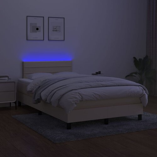  Krevet box spring s madracem LED krem 120 x 200 cm od tkanine Slike