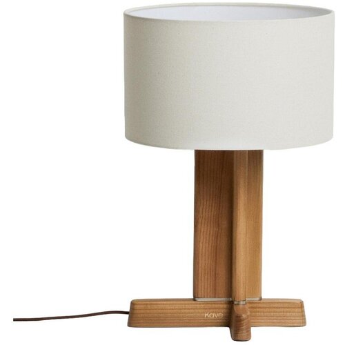 Kave Home Bijela/smeđa stolna lampa od masivnog kaučuka s tekstilnim sjenilom (visina 48 cm) Niani &ndash; Cijene