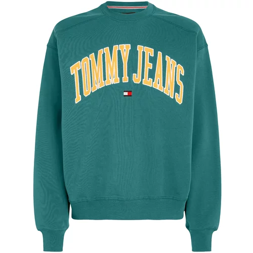Tommy Jeans Sweater majica šafran / smaragdno zelena / crvena / bijela