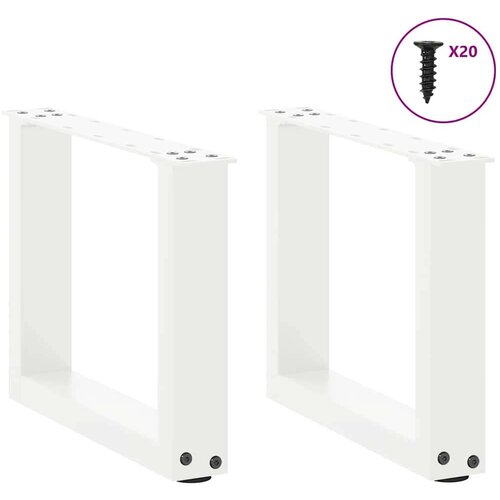  Noge za stolić U-oblika 2 kom bijele 40x(30-31) cm čelik Slike