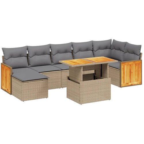 vidaXL 8-dijelni set vrtnih sofa od poliratana s jastucima bež Cijene