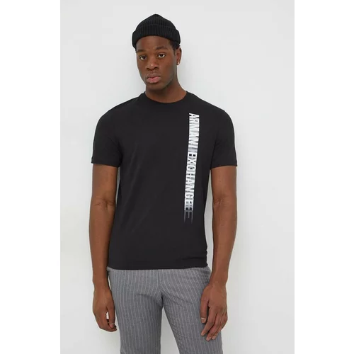 Armani Exchange Bombažna kratka majica moški, črna barva