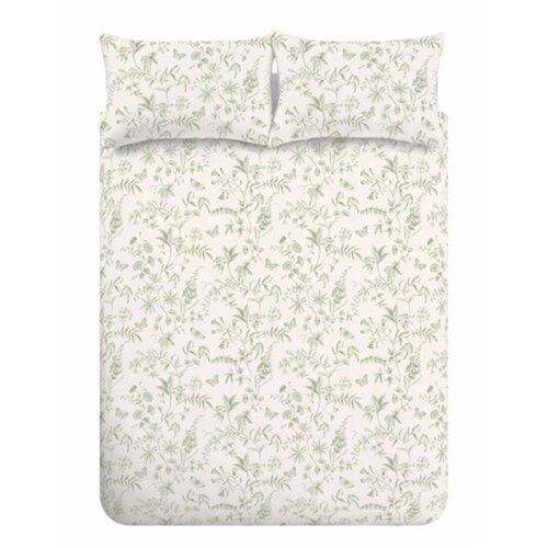 Bianca Zelena/krem pamučna posteljina za bračni krevet/za produženi krevet 230x220 cm Thea Floral – Cijene