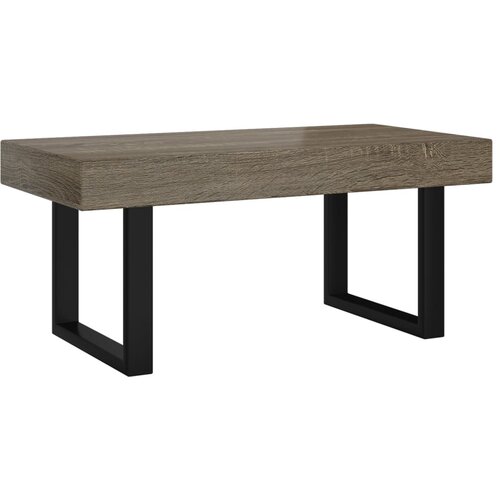 Maison Chic Klubska mizica - kavna mizica - Nizka mizica siva in črna 90x45x40 cm MDF in železo, (21753232) Cene