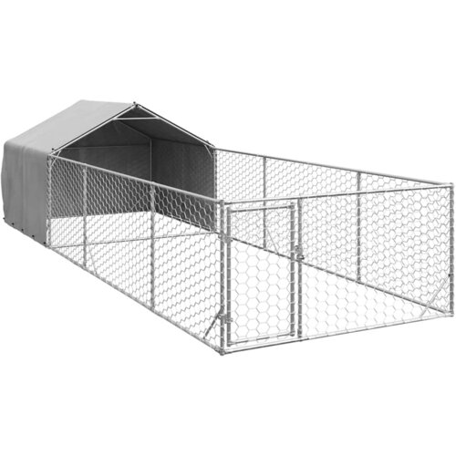 vidaXL Zunanji pasji boks z izpustom 6x2x1,5 m pocinkano jeklo, (5000157458) Cene