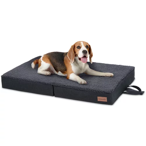 brunolie Paco, krevet za psa, jastuk za psa, perivi, ortopedski, protuklizni, prozračni, preklopna memorijska pjena, veličina M (80 × 8 × 55 cm)
