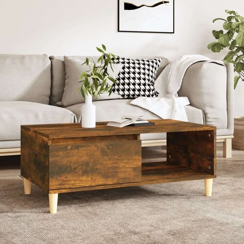  Klubska mizica dimljeni hrast 90x50x36,5 cm inženirski les, (20714555) Slike