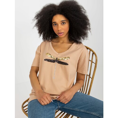 Fashion Hunters Camel women's T-shirt with app Slike