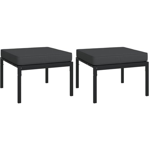 Maison Chic Vrtni stolčki - Vrtni stoli za noge s sivimi blazinami 2 kos 60x60x35cm jeklo JS1142, (21878231) Cene