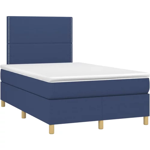 vidaXL Box spring postelja z vzmetnico modra 120x190 cm blago, (21111536)