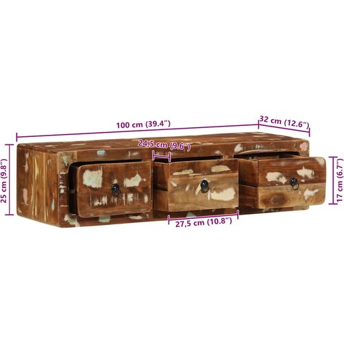  Zidni TV ormarić 100x32x25 cm Obrađeno puno drvo Slike