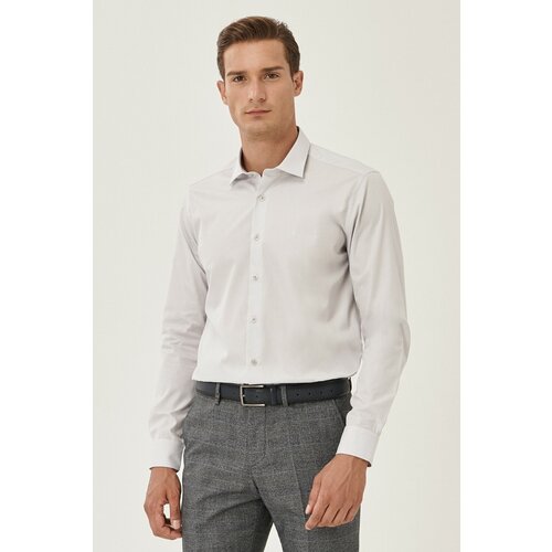 ALTINYILDIZ CLASSICS Men's Gray Easy-to-Iron Slim Fit Slim Fit Classic Collar Cotton Shirt. Cene