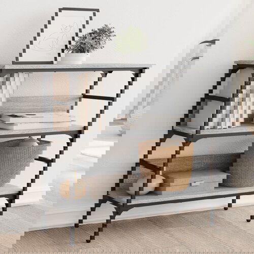 VidaXL Konzolni stol siva boja hrasta 75x32x75 cm konstruirano drvo Slike