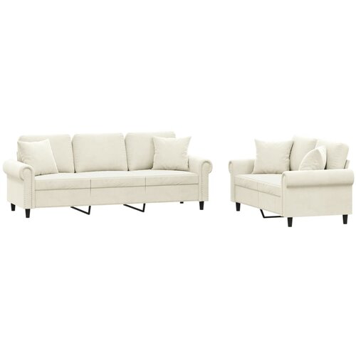 vidaXL 2-dijelni set sofa s jastucima krem baršunasti Cijene