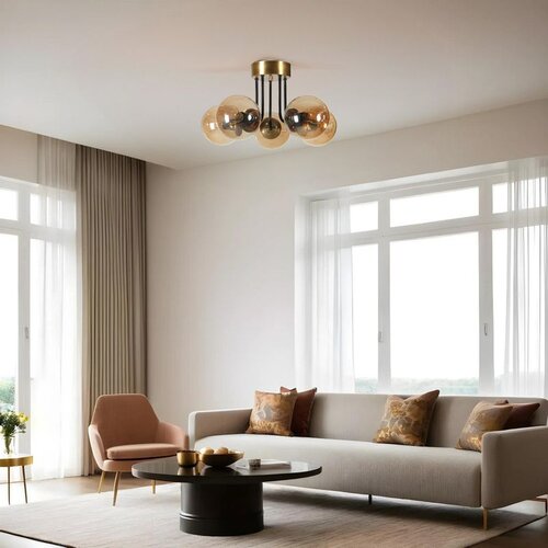 Opviq pablo 5 li eskitme bal Camlı avize ambergoldblack chandelier Cene