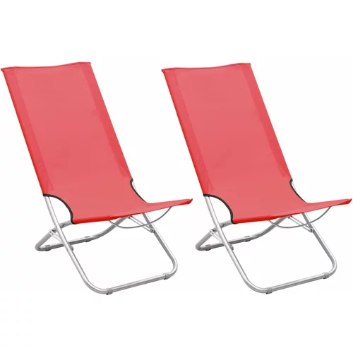 vidaXL Zložljivi stoli za na plažo 2 kosa rdeče blago, (20660000)