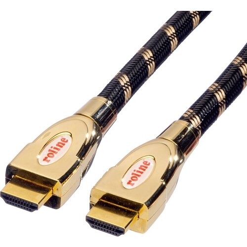 Roline HDMI priključni kabel HDMI-A vtič\, HDMI-A vtič 3.00 m črna/zlata 11.04.5692 #####4K UHD\, dvojno oklopljen HDMI kabel, (20415549) Cene