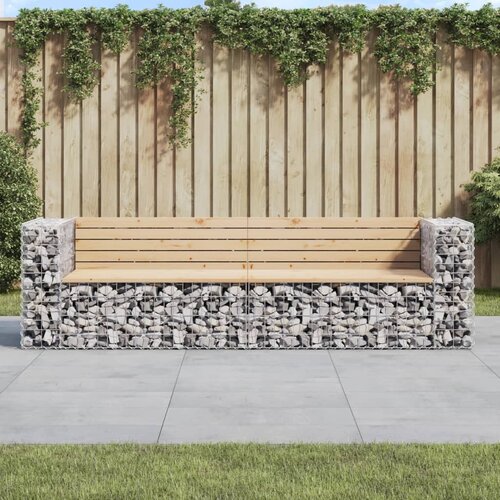 The Living Store Vrtna gabionska klop 244x71x65,5 cm trdna borovina - Vrtna Klop, (21466465) Slike
